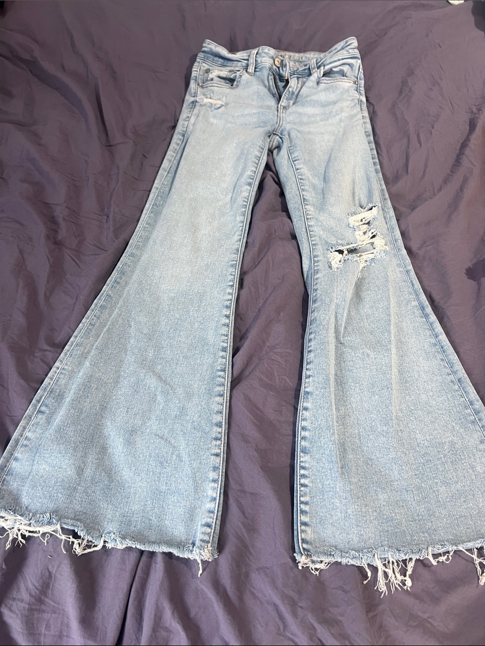 American Eagle Outfitters Light Wash High-Rise Flare Jeans